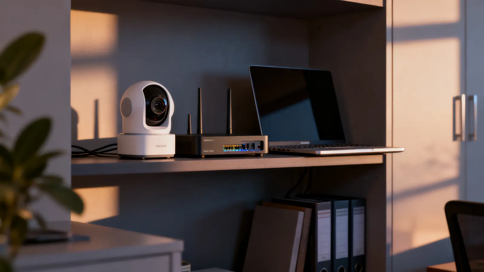 Security camera mounted on a house wall overlooking the driveway
