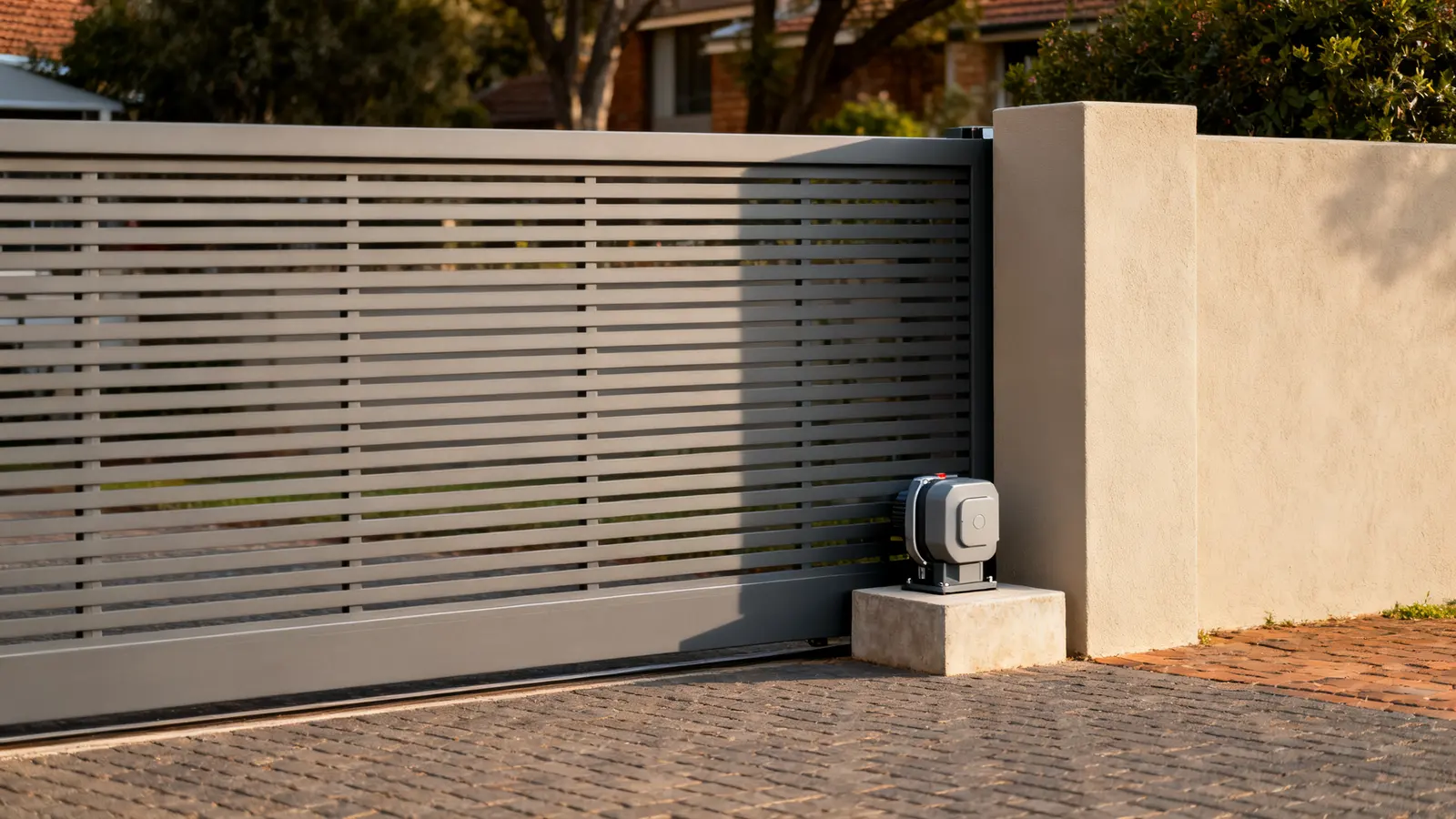 Sliding driveway gate with a gate motor